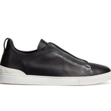 Zegna SECONDSKIN Triple Stitch Couro Preto