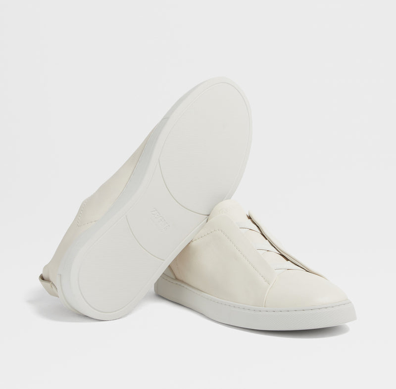 Zegna SECONDSKIN Triple Stitch Off-White Couro