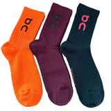 Meia On Running Logo Sock Orange/Burgundy/Black (3 Pares)