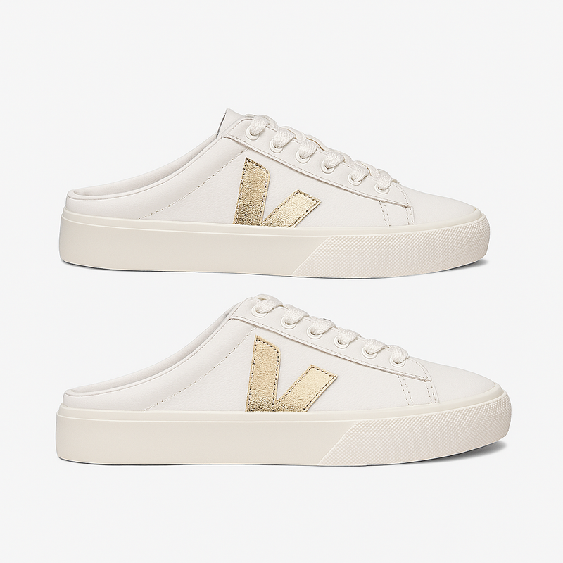 Veja Womens Mesh Leather White/Gold