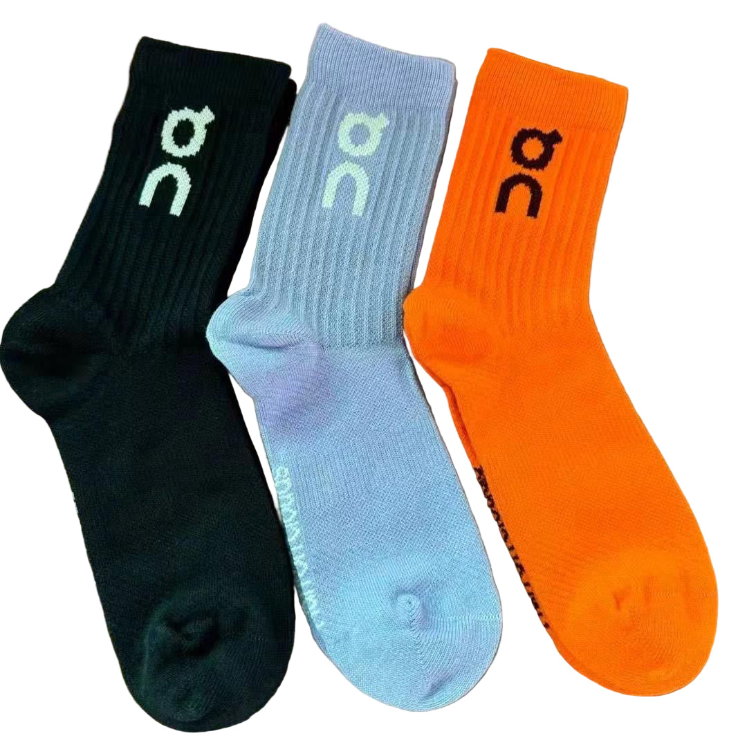 Meia On Running Logo Sock Black/Blue/Orange (3 Pares)