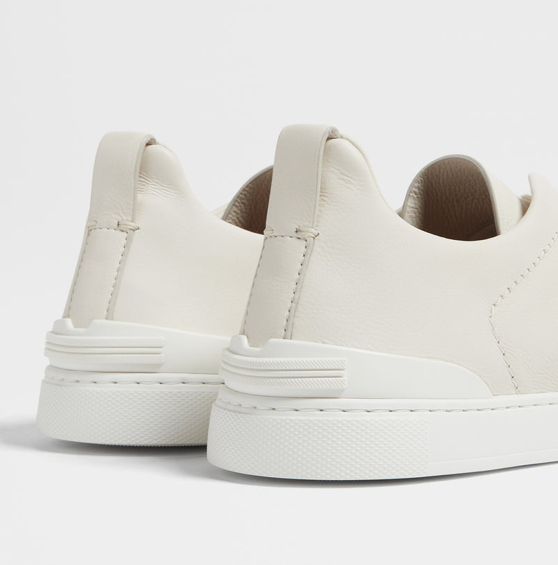 Zegna SECONDSKIN Triple Stitch Off-White Couro