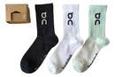 Meia On Running Logo Sock Black/White/Green (3 Pares)
