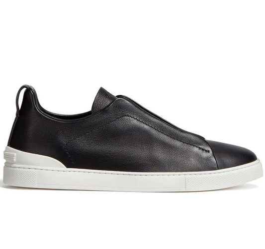 Zegna SECONDSKIN Triple Stitch Couro Preto